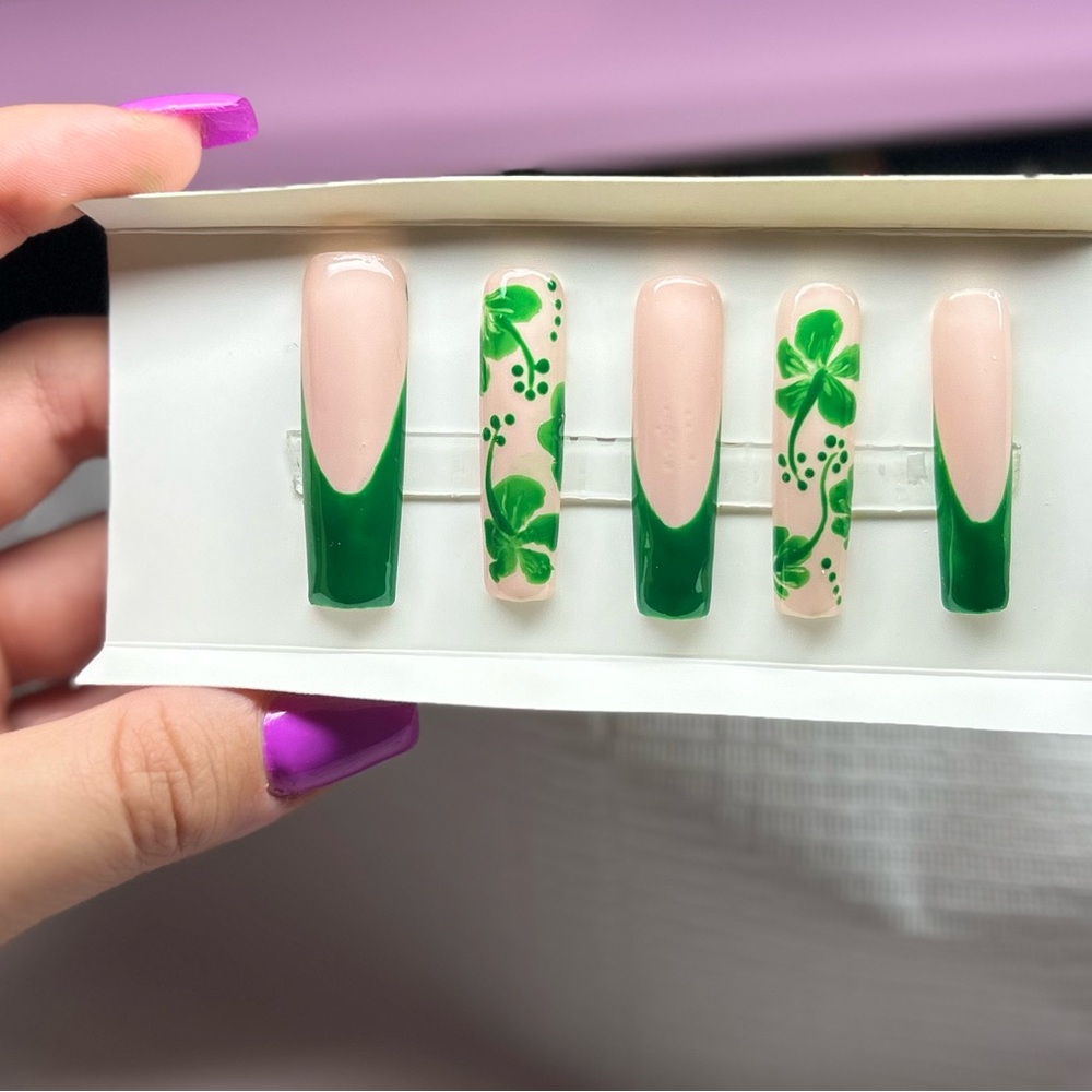 Green and Nude Nail Art Set